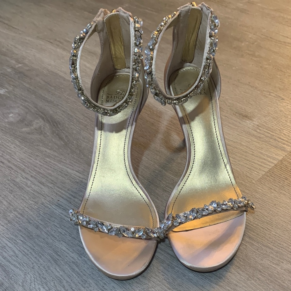 Badgley Mischka Crystal Embellished satin Heels